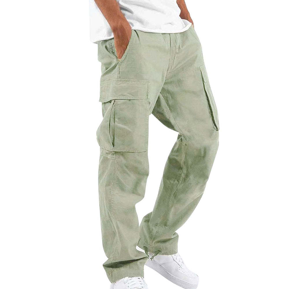 Olivoslindo Pantalones cargo multibolsillos de moda para hombre