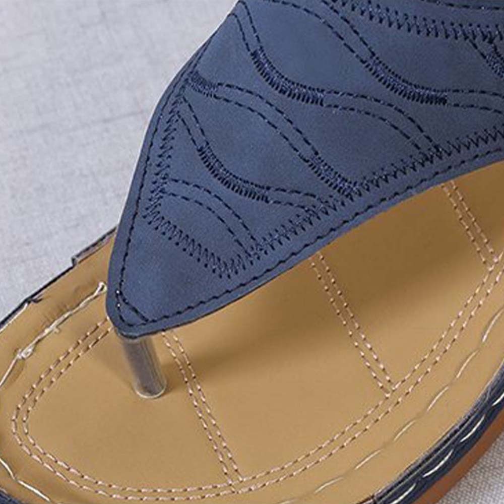 Hojanaranja Sandalias tipo chanclas de cuero suave y ajustable para mujer