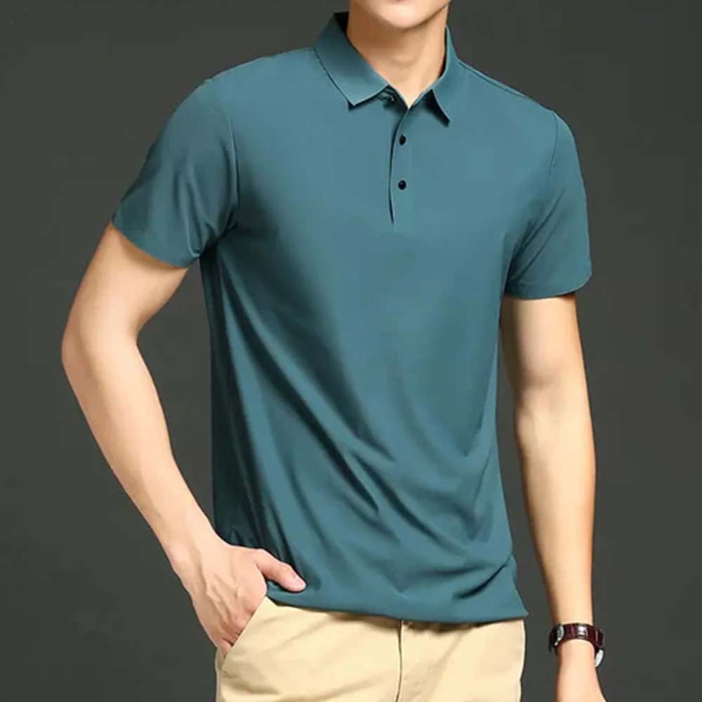 Polo de manga corta de secado rápido para hombre Summer Icy