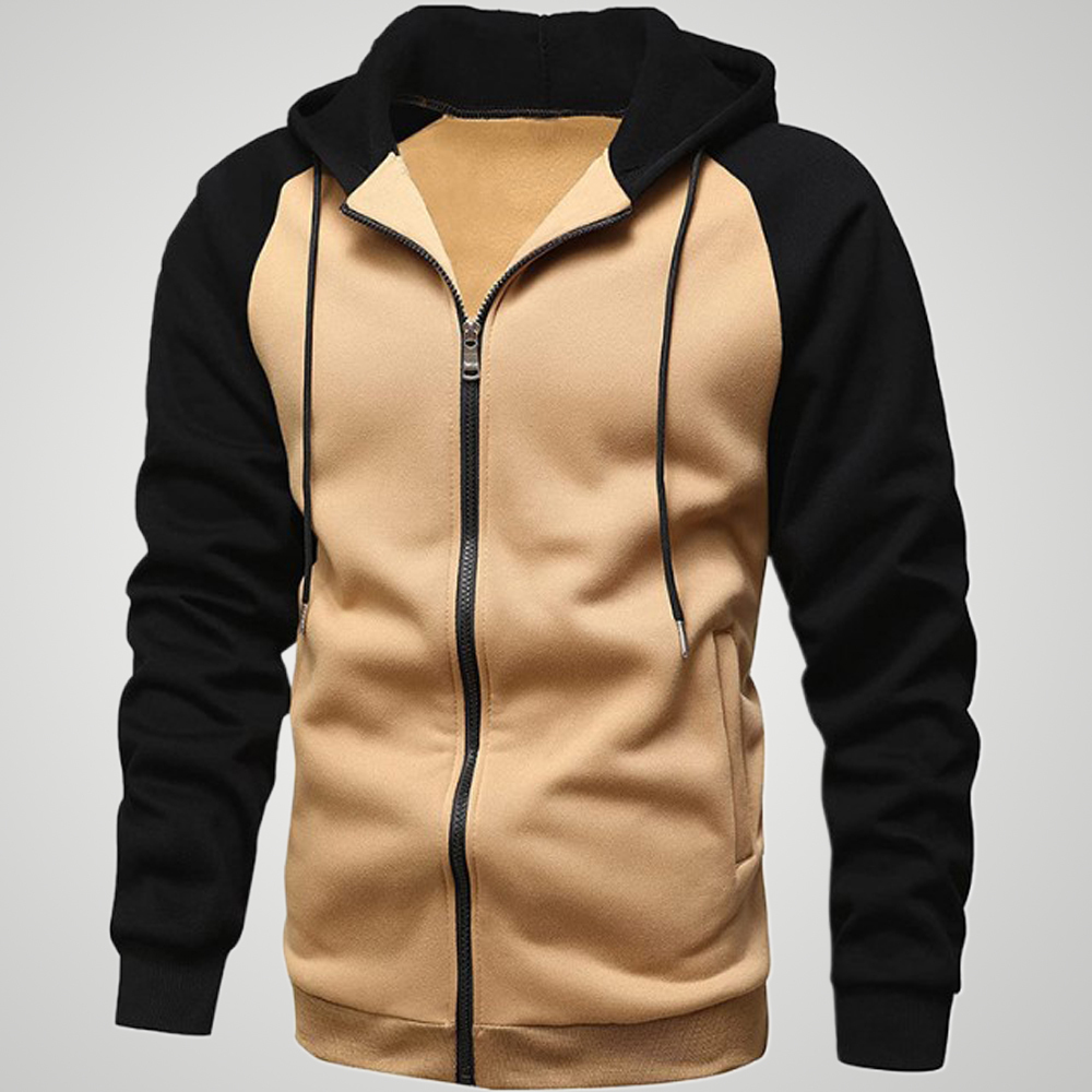 Chaqueta deportiva informal con capucha para hombre con diseño de bloques de color