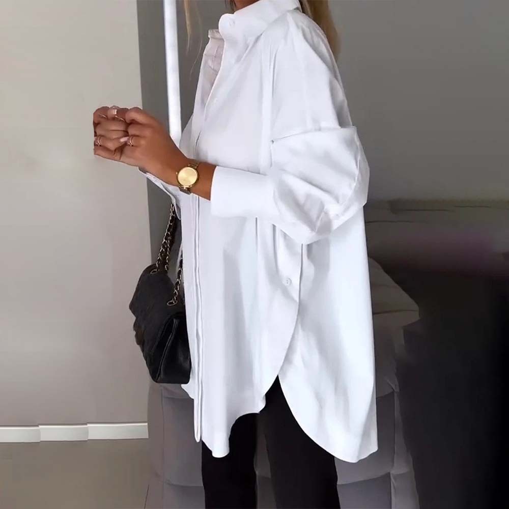 Hojanaranja Camisa de mujer de manga larga, suave y cómoda, con aberturas