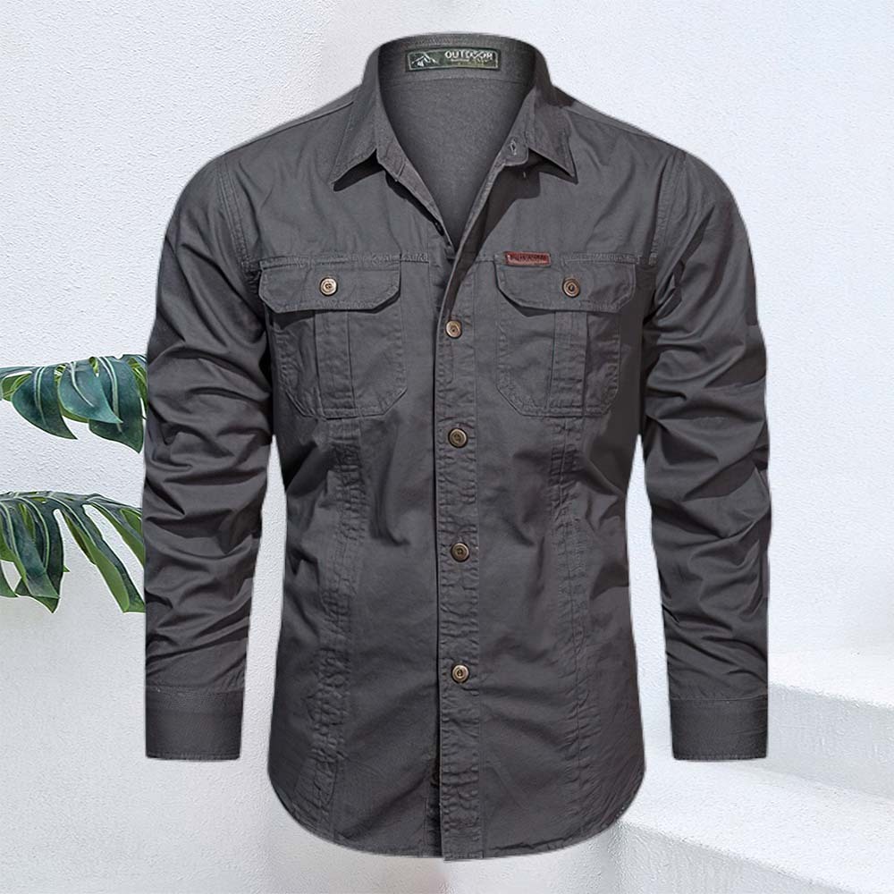 Men's new pure cotton casual long-sleeved shirt jacket