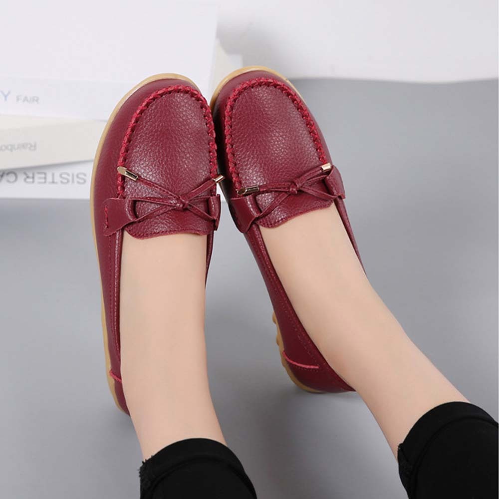 Mocasines de cuero con suela suave y transpirable para mujer Zapatos casuales