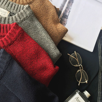 Glowtomato™ Men's winter thickened retro round neck pullover sweater