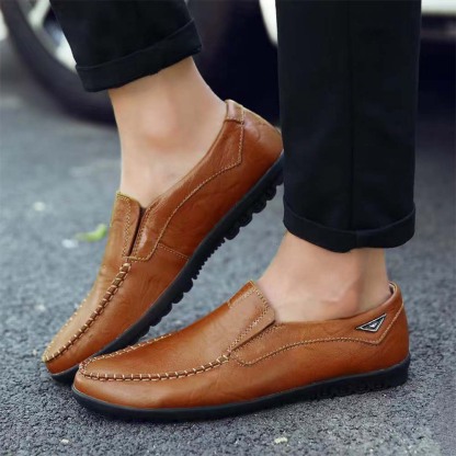 Zapatos casuales de cuero cómodos y sin cordones para hombre
