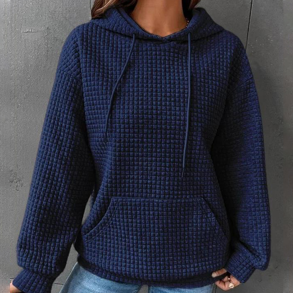 Olivoslindo Jersey de mujer con pespunte gofrado primavera, jersey holgado con capucha y manga larga