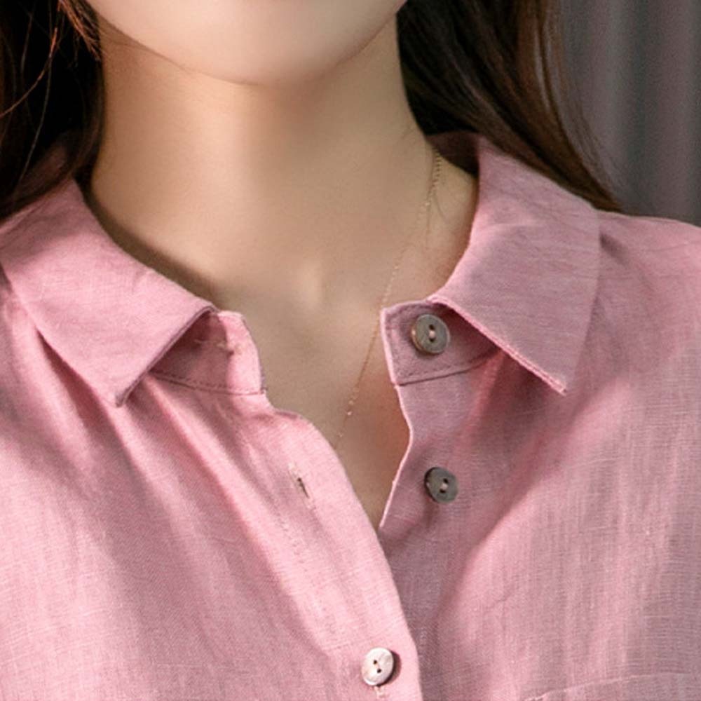 Vestido elegante suelto de algodón y lino para mujer