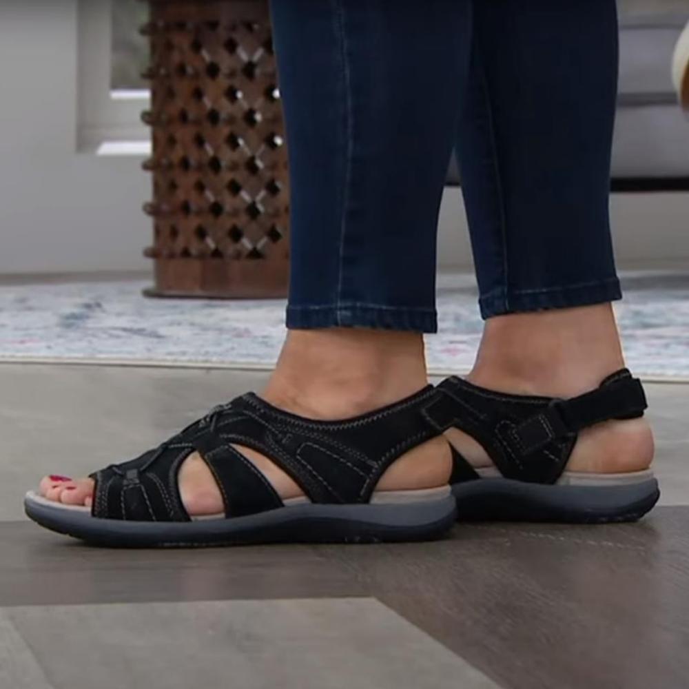 Sandalias de suela suave elásticas de color liso para mujer
