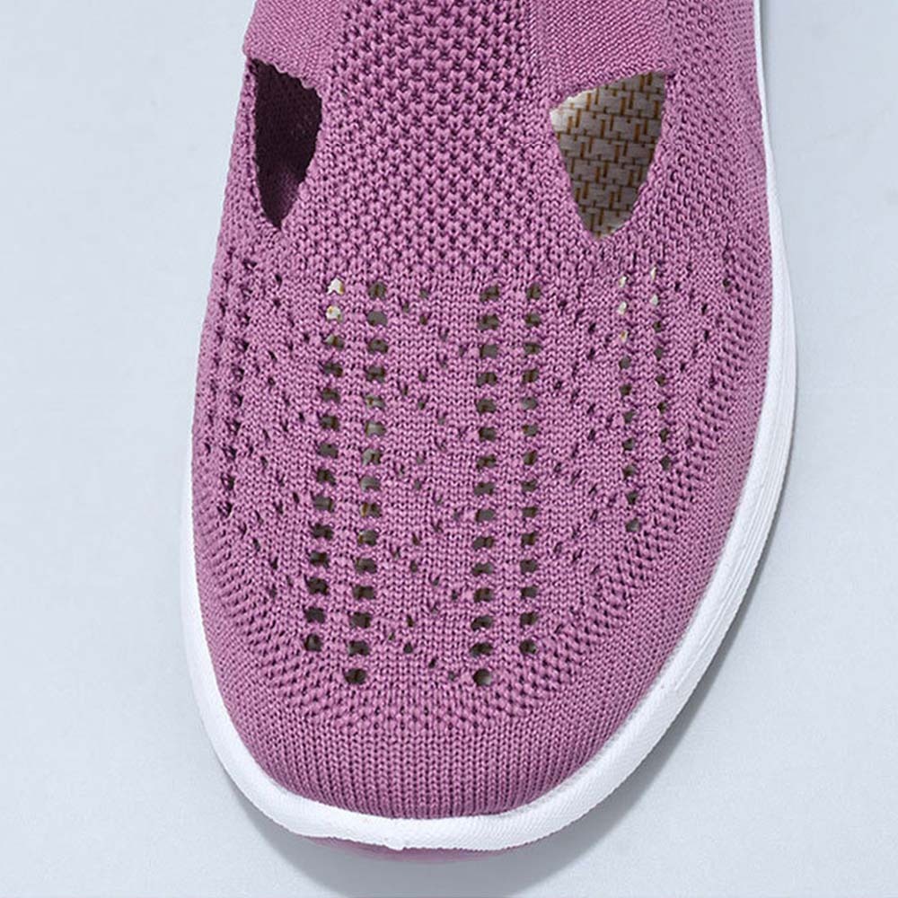Zapatos informales sin cordones con suela suave tejida para mujer
