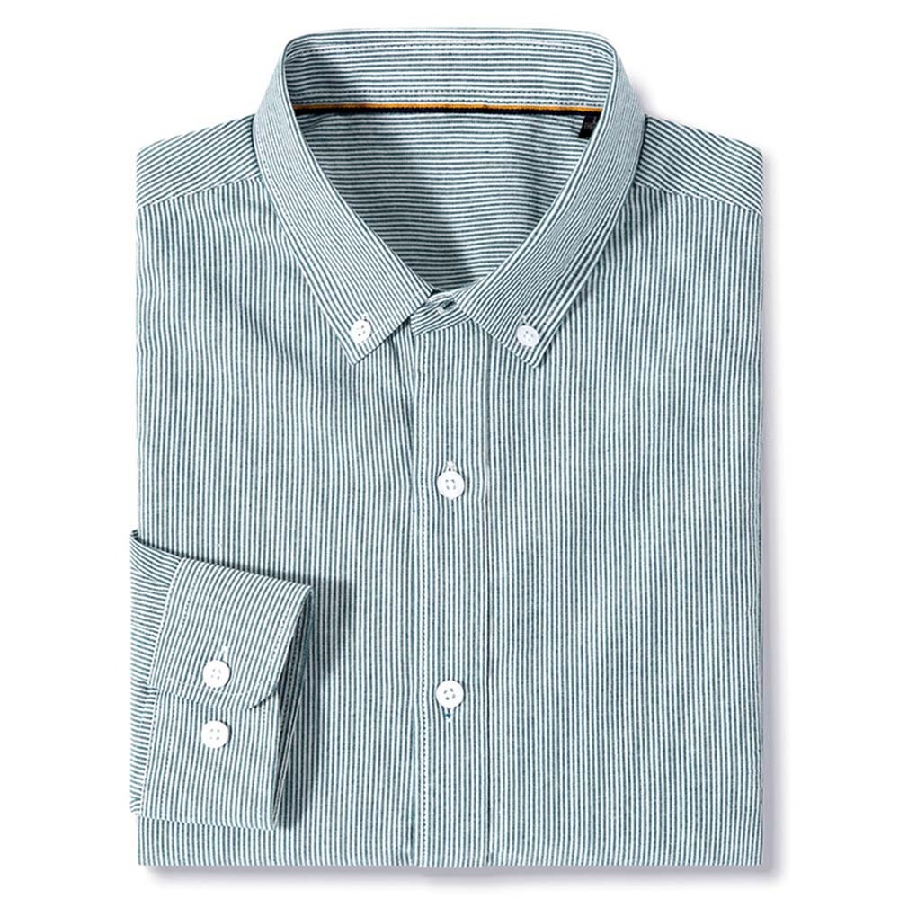 Smiledeer Men's comfortable cotton lapel striped long-sleeve shirt