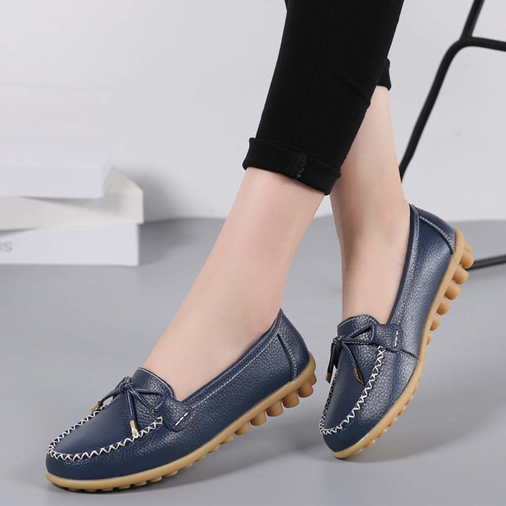 Mocasines de cuero con suela suave y transpirable para mujer Zapatos casuales