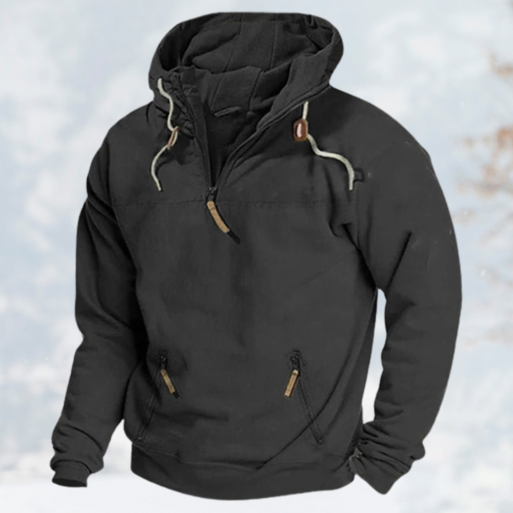 Men's hooded loose sweatshirt jacket