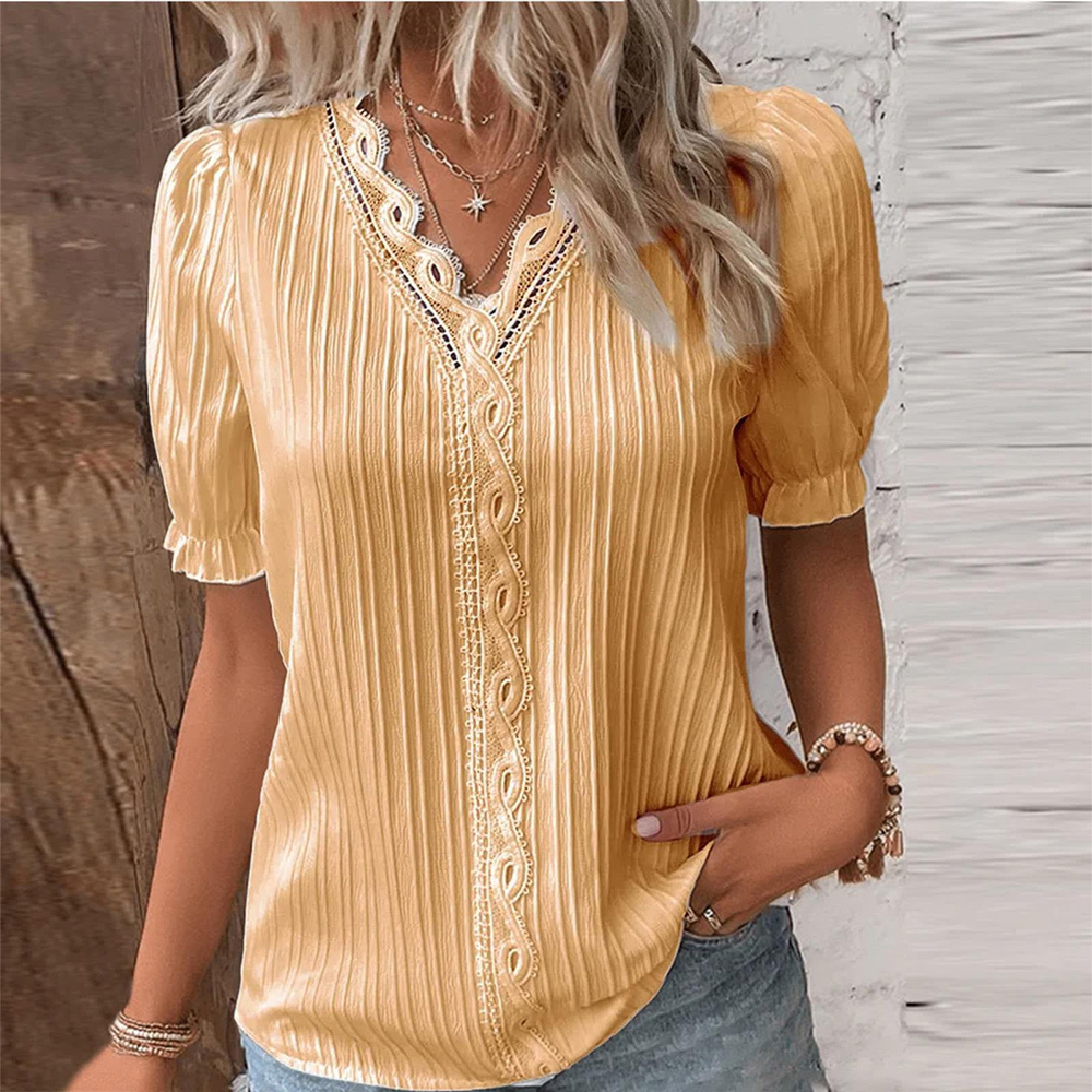 Summer new fashion hollow short-sleeved women's shirt