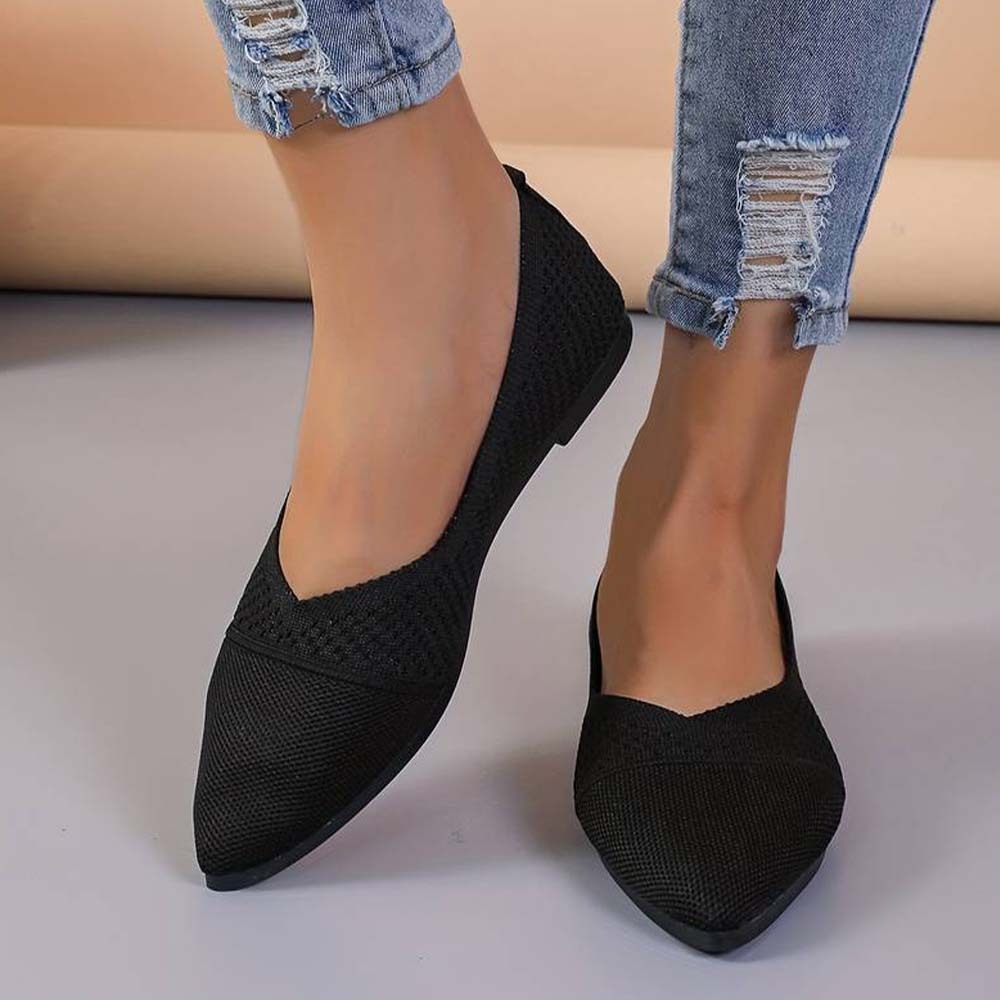 Zapatos planos de punto con punta en punta para mujer