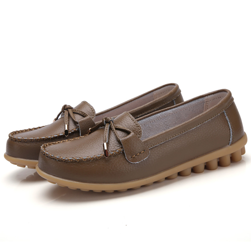 Mocasines de cuero con suela suave y transpirable para mujer Zapatos casuales