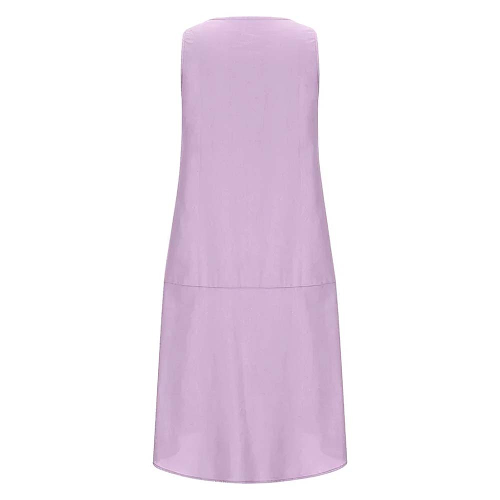 Vestido de playa suelto de algodón y lino de verano para mujer