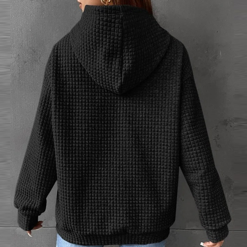 Olivoslindo Jersey de mujer con pespunte gofrado primavera, jersey holgado con capucha y manga larga