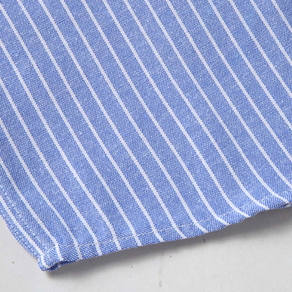 Camisa casual de manga larga a rayas con cuello levantado y talla grande para hombre