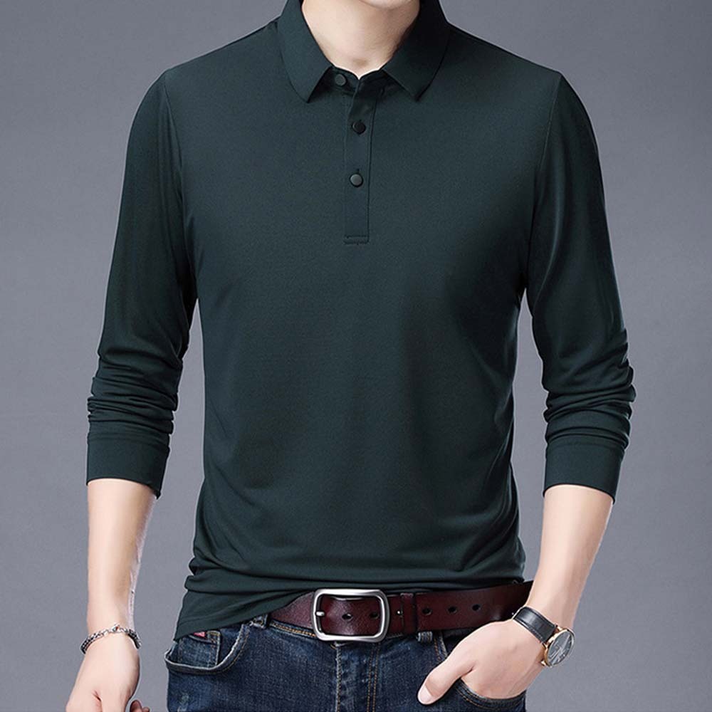 2024 nueva camiseta de manga larga con solapa para hombre