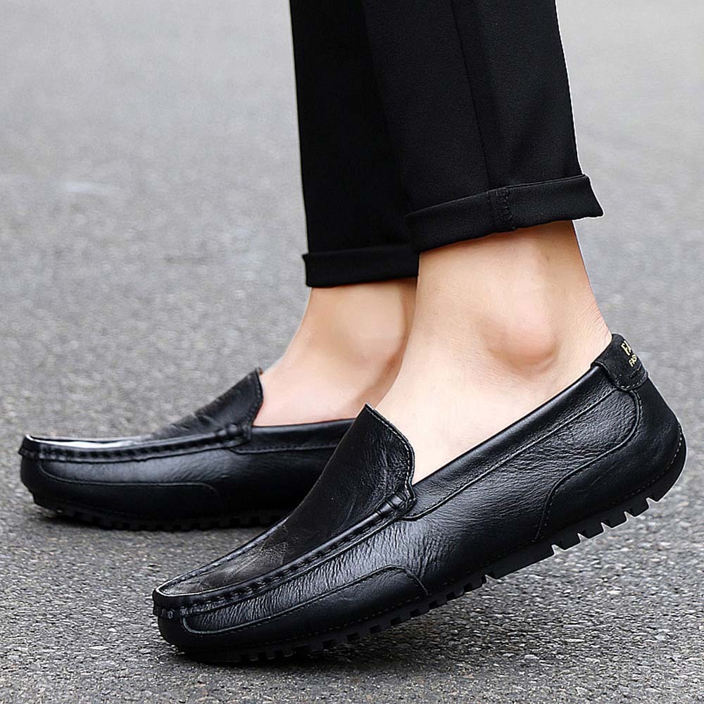 Men's British style slip-on casual business leather shoes