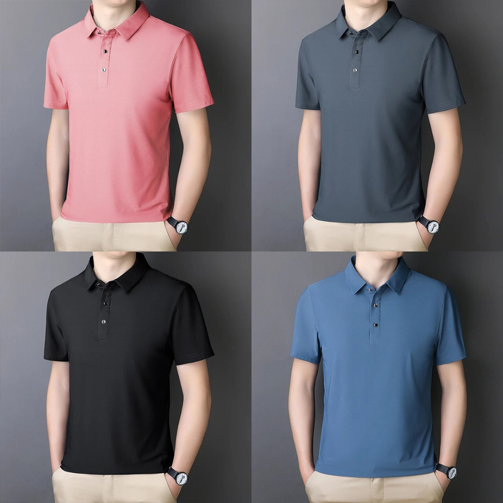 Men's Breathable Ice Silk Short Sleeve Polo Shirt
