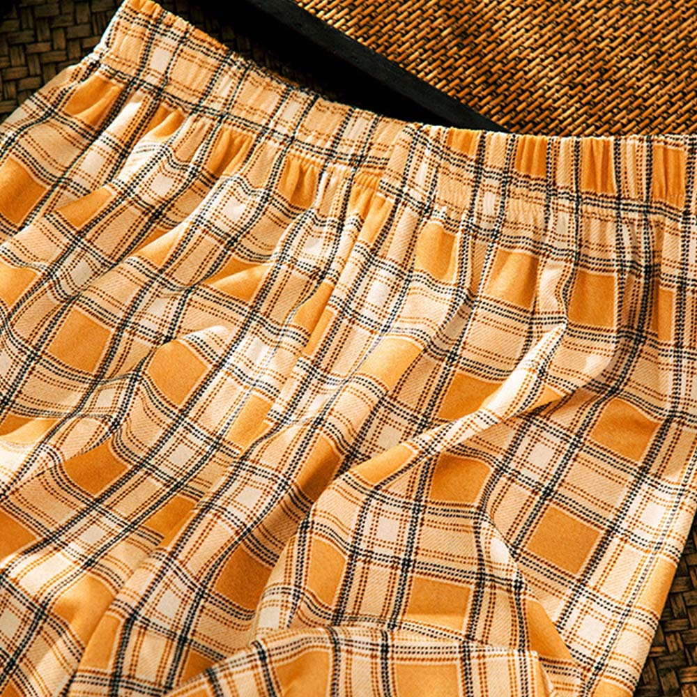 Women's casual plaid high waist wide leg pants