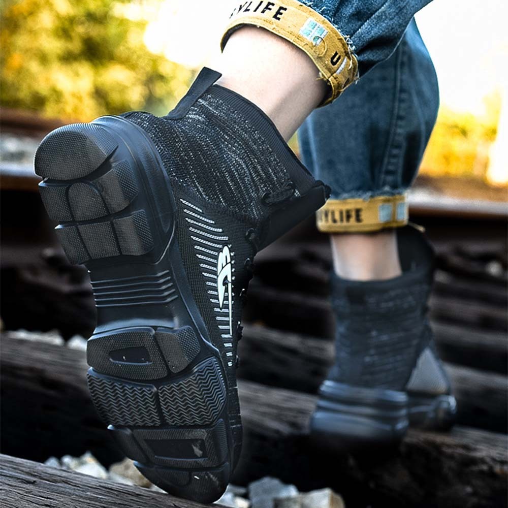 Men's anti-smash and anti-puncture high-top safety shoes