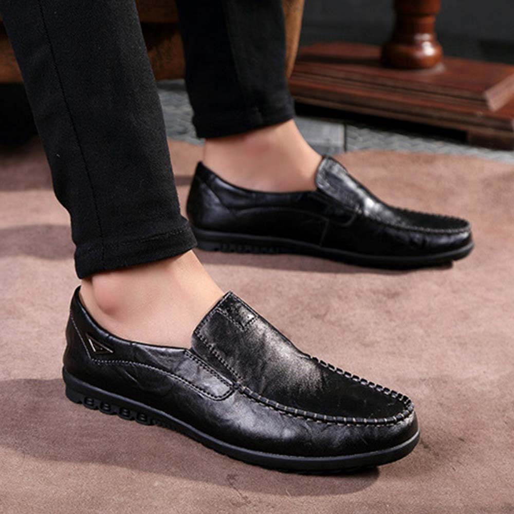 Zapatos casuales de cuero cómodos y sin cordones para hombre