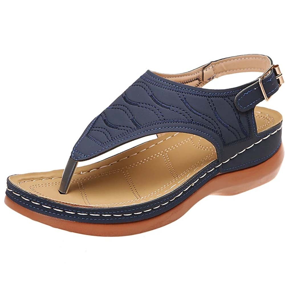 Hojanaranja Sandalias tipo chanclas de cuero suave y ajustable para mujer