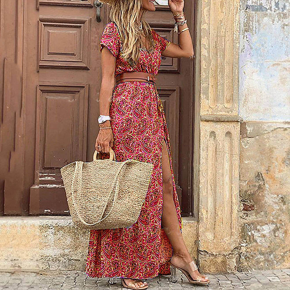 Women Summer V Neck Floral Dress