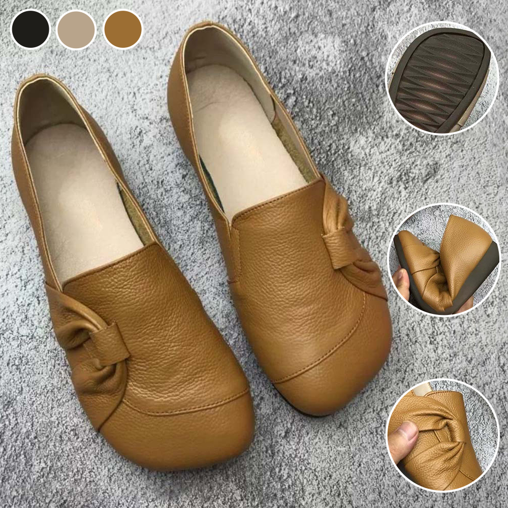 2024 Spring and autumn soft leather bow casual women’s shoes
