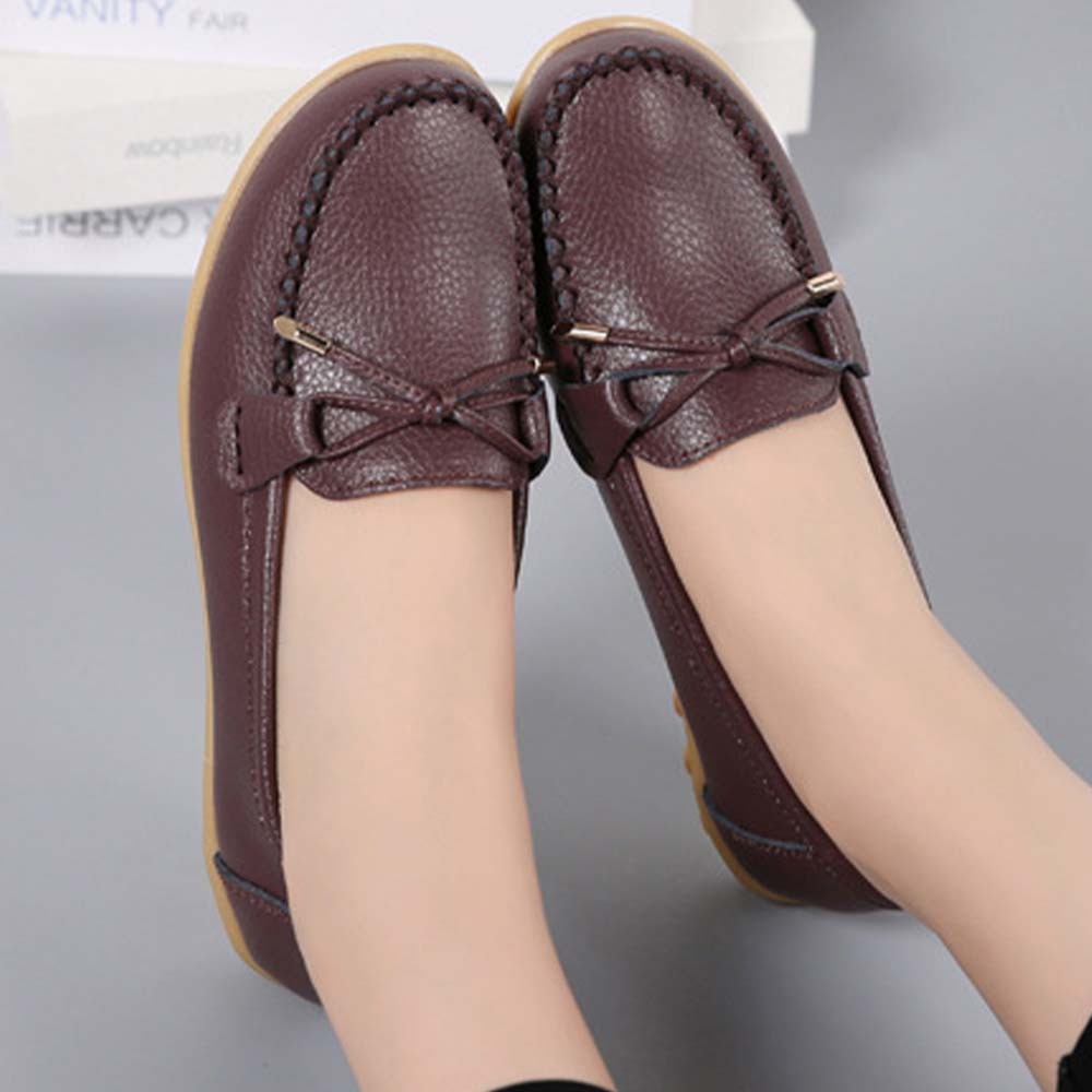 Mocasines de cuero con suela suave y transpirable para mujer Zapatos casuales