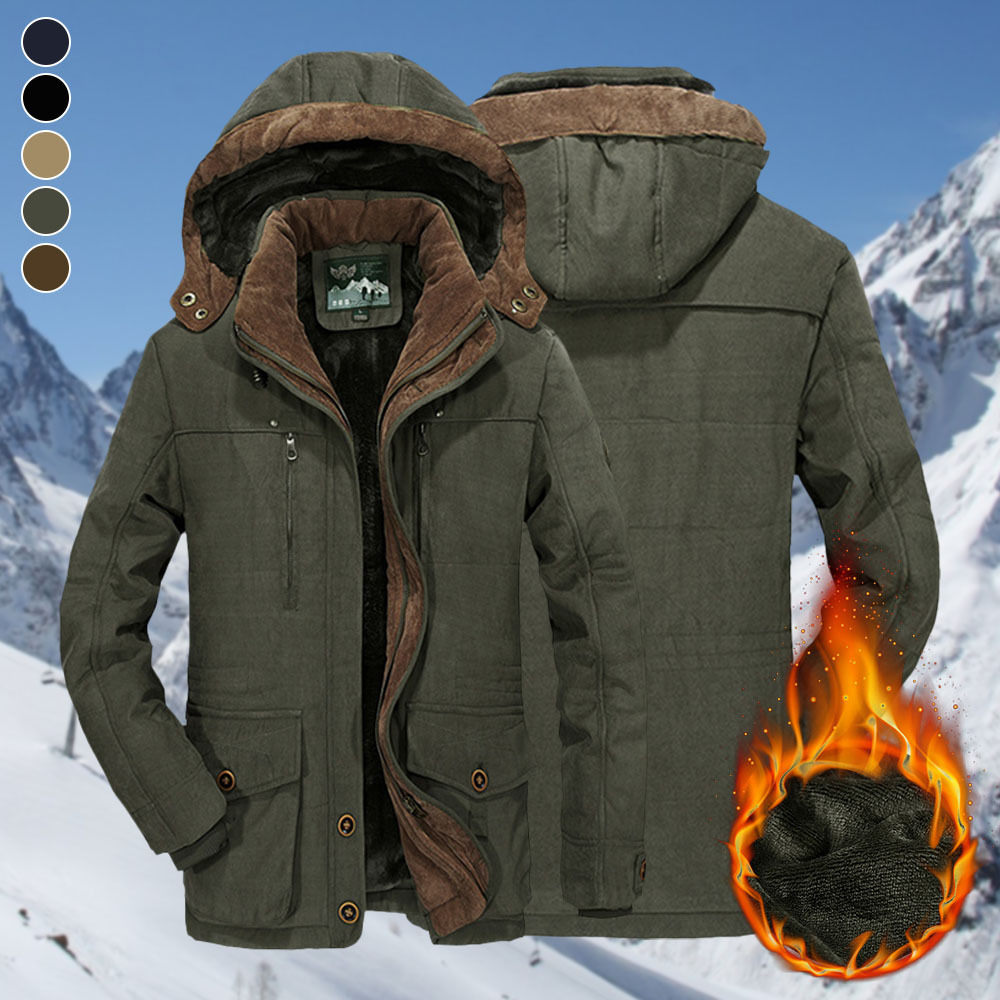 Glowtomato™ Winter men's warm mid-length fleece hooded cotton coat