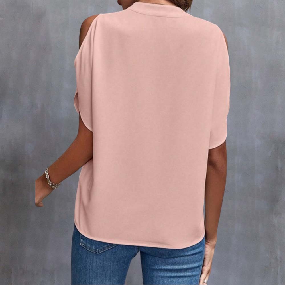 Women's sexy V-neck off-shoulder sleeve top T-shirt