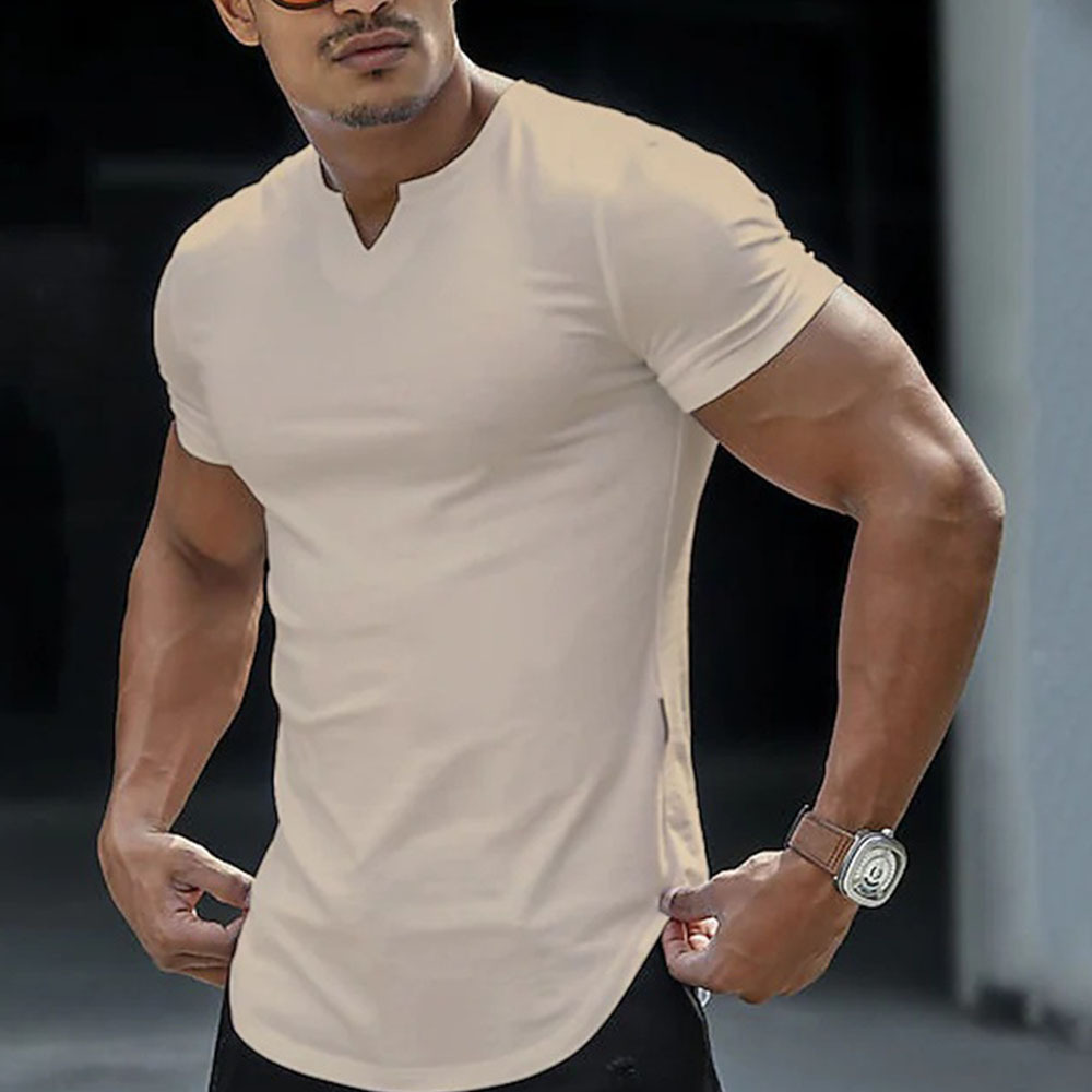 Olivoslindo Camiseta de color sólido simple transpirable casual de verano para hombres