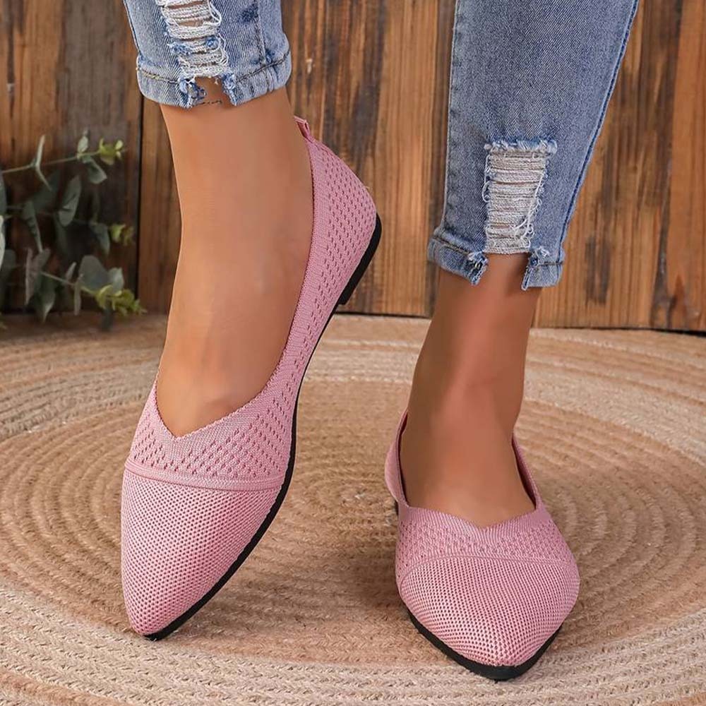 Zapatos planos de punto con punta en punta para mujer