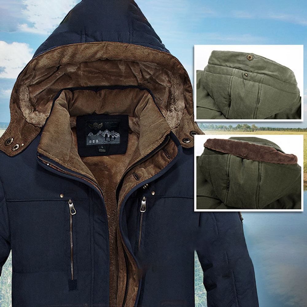 Glowtomato™ Winter men's warm mid-length fleece hooded cotton coat