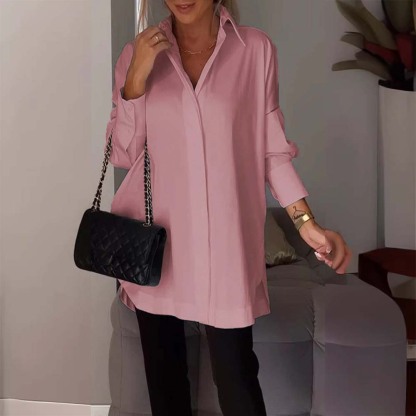 Hojanaranja Camisa de mujer de manga larga, suave y cómoda, con aberturas