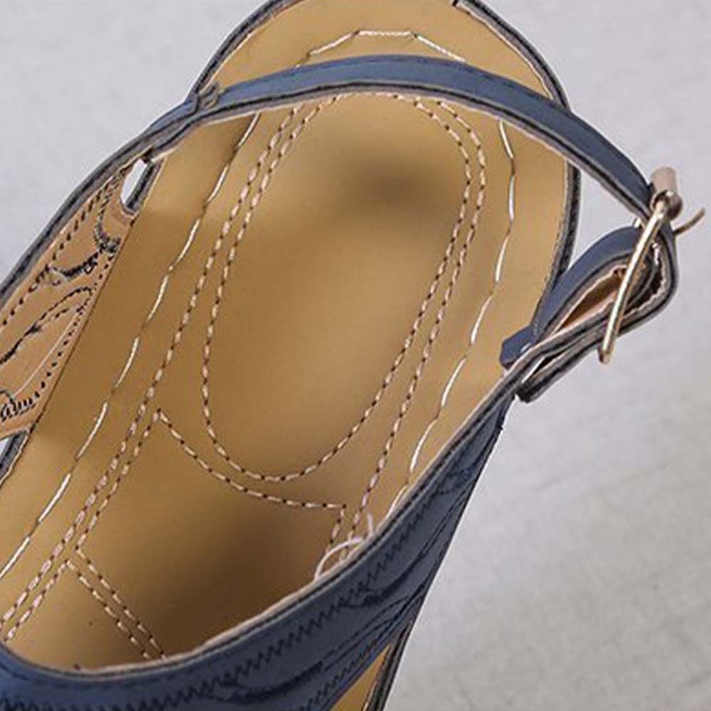 Hojanaranja Sandalias tipo chanclas de cuero suave y ajustable para mujer