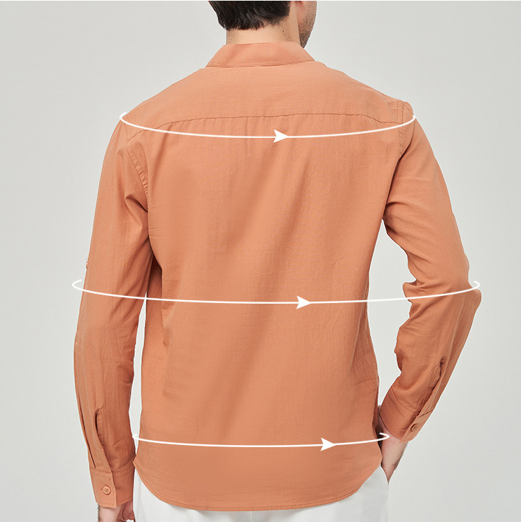 Hojanaranja Camisa henley cómoda de algodón de color liso para hombre