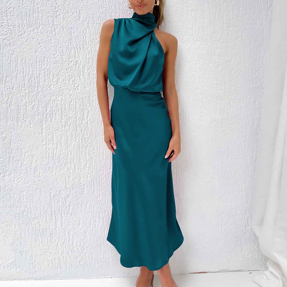 2024 New fashion satin sleeveless dress evening dress