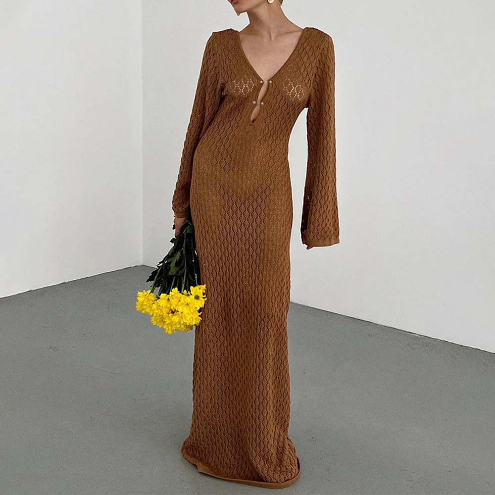 Hojanaranja Vestido de punto extralargo para mujer Ropa de protección solar para la playa