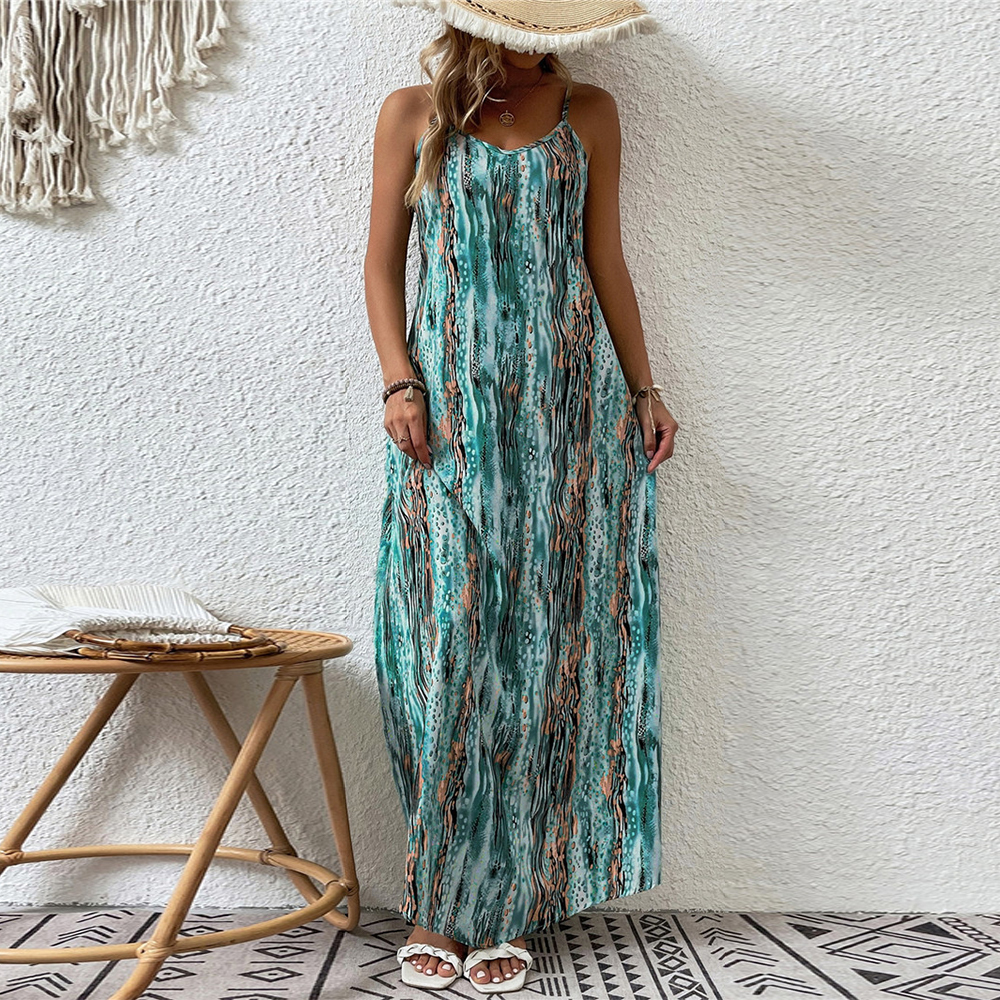 Olivoslindo Nuevo vestido de tirantes informal estampado de moda