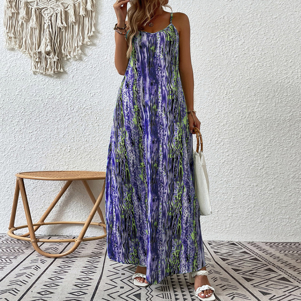 Olivoslindo Nuevo vestido de tirantes informal estampado de moda