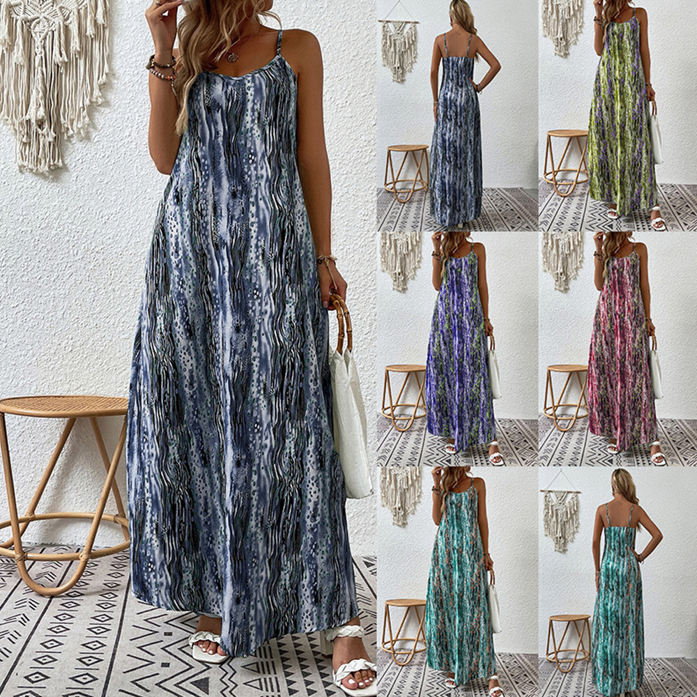 Olivoslindo Nuevo vestido de tirantes informal estampado de moda