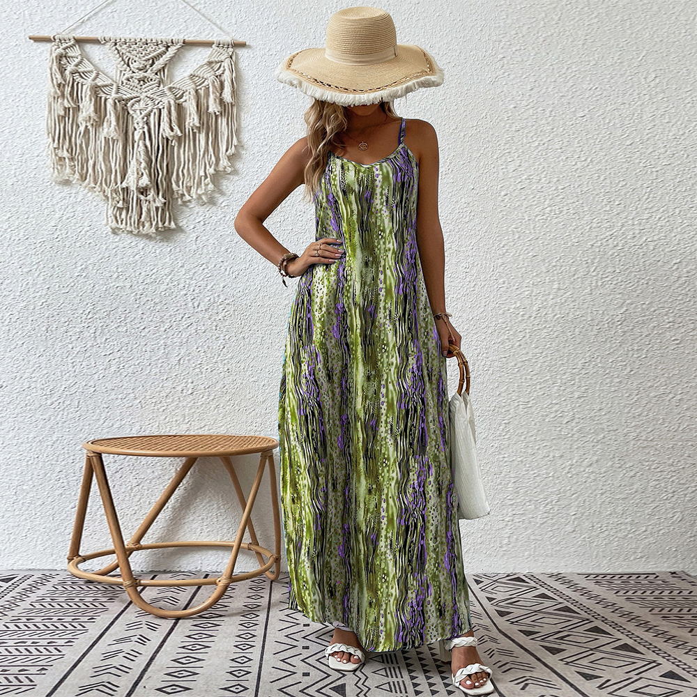 Olivoslindo Nuevo vestido de tirantes informal estampado de moda