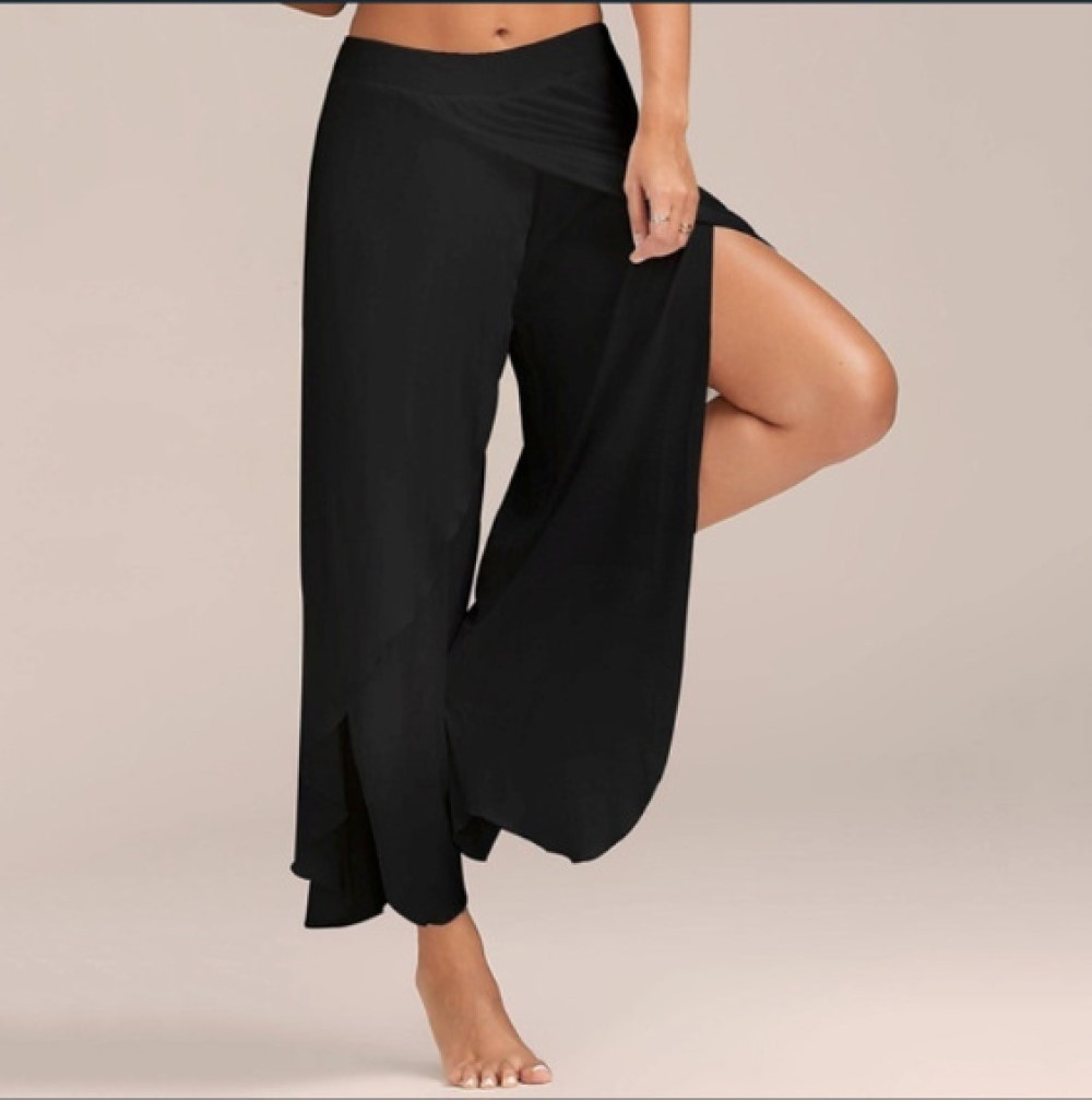 Olivoslindo Pantalones de yoga de pierna ancha para mujer con aberturas