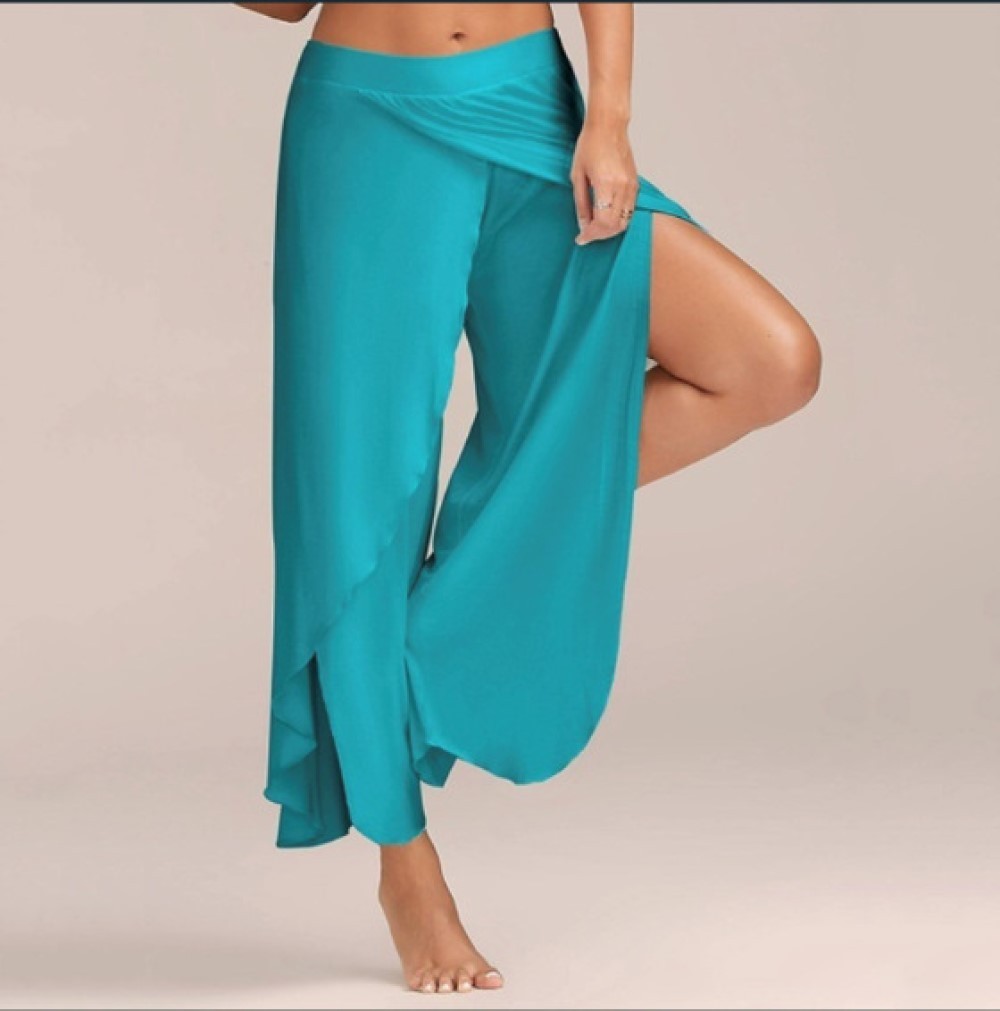 Olivoslindo Pantalones de yoga de pierna ancha para mujer con aberturas