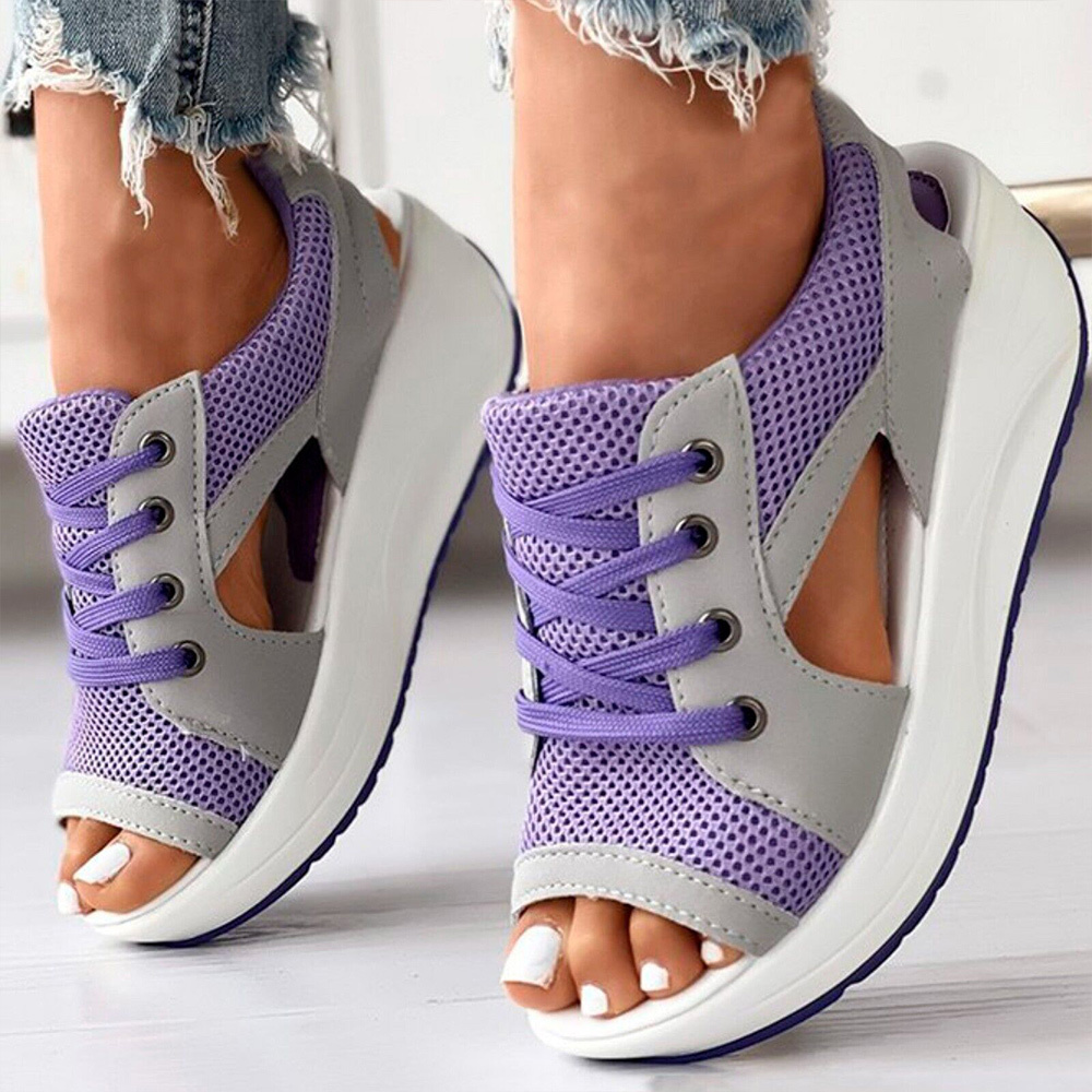 Sandalias deportivas transpirables de malla hueca para mujer