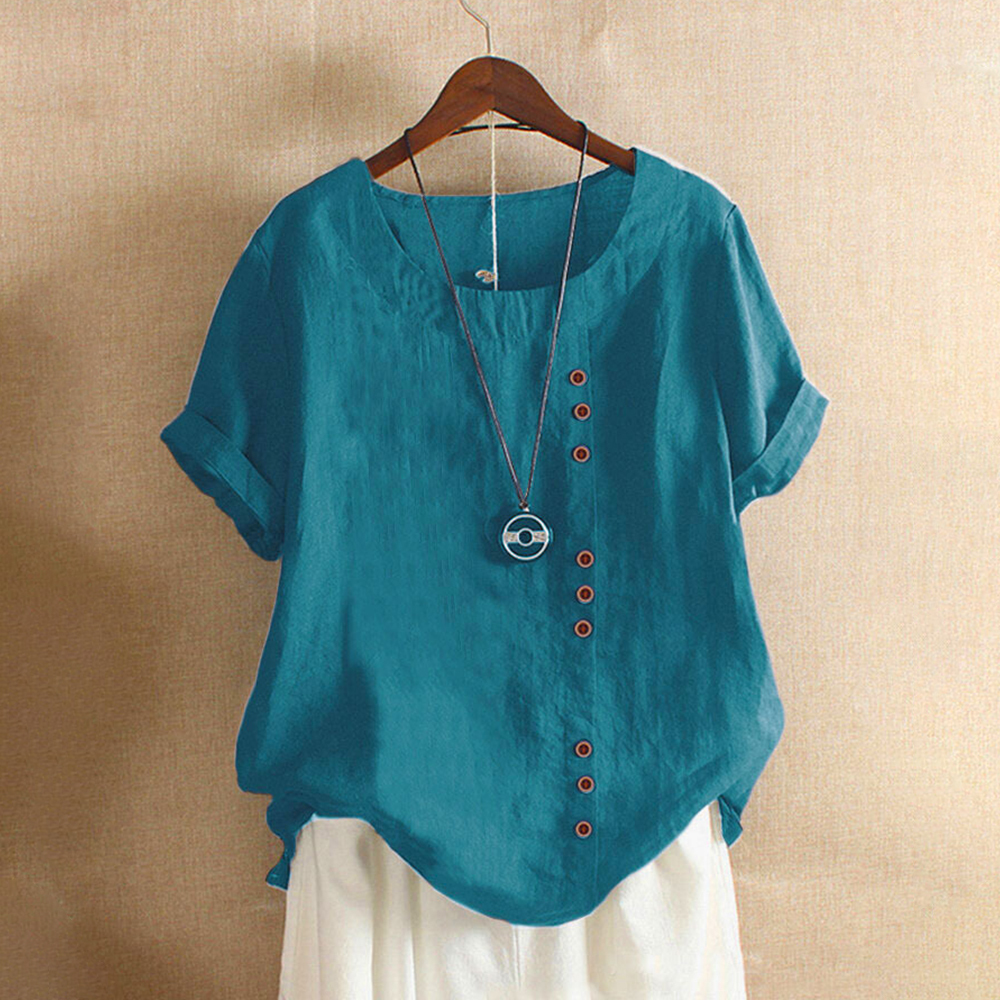 New large size cotton and linen women's T-shirt